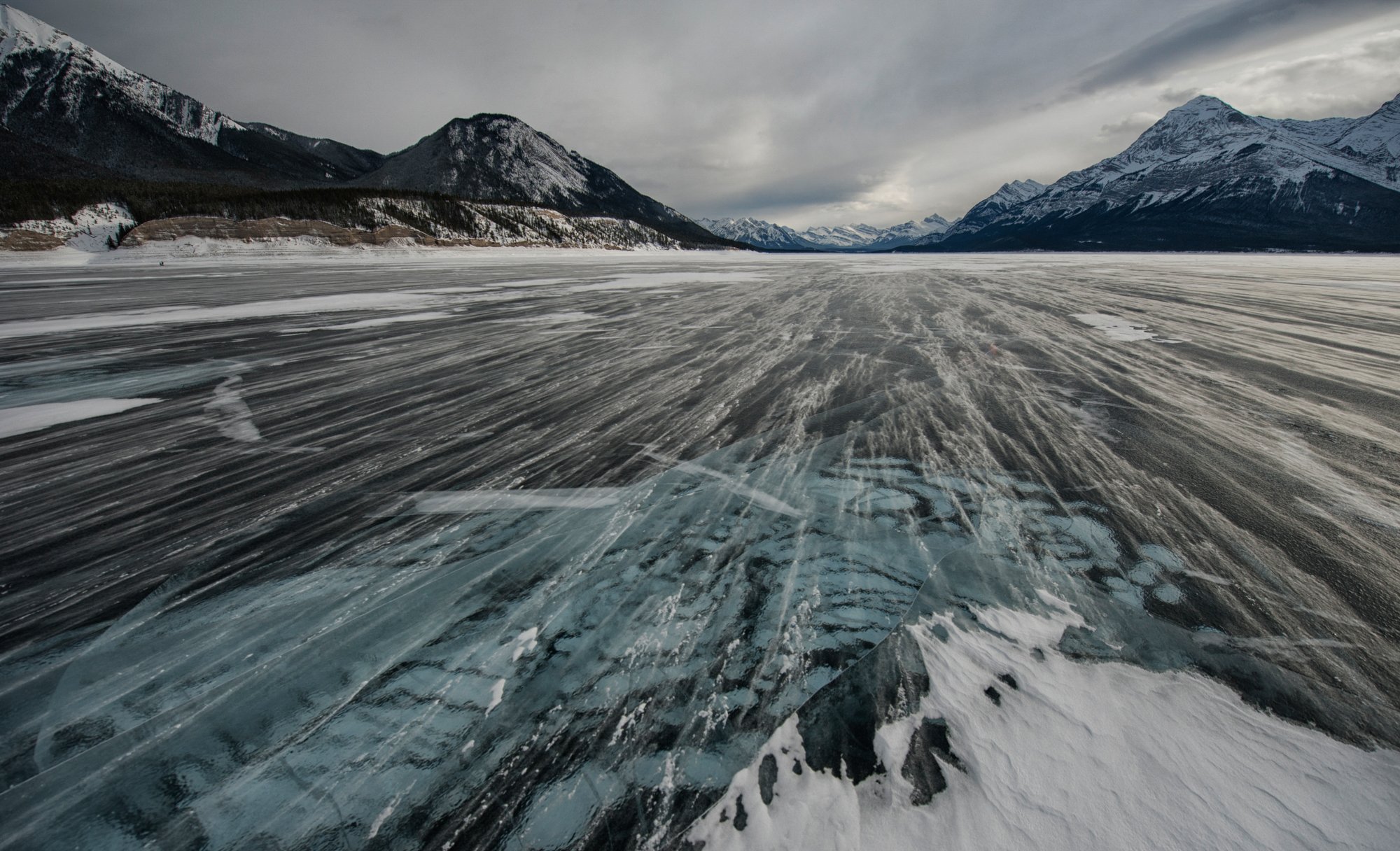 Abraham Lake. The winds are incredibly strong.