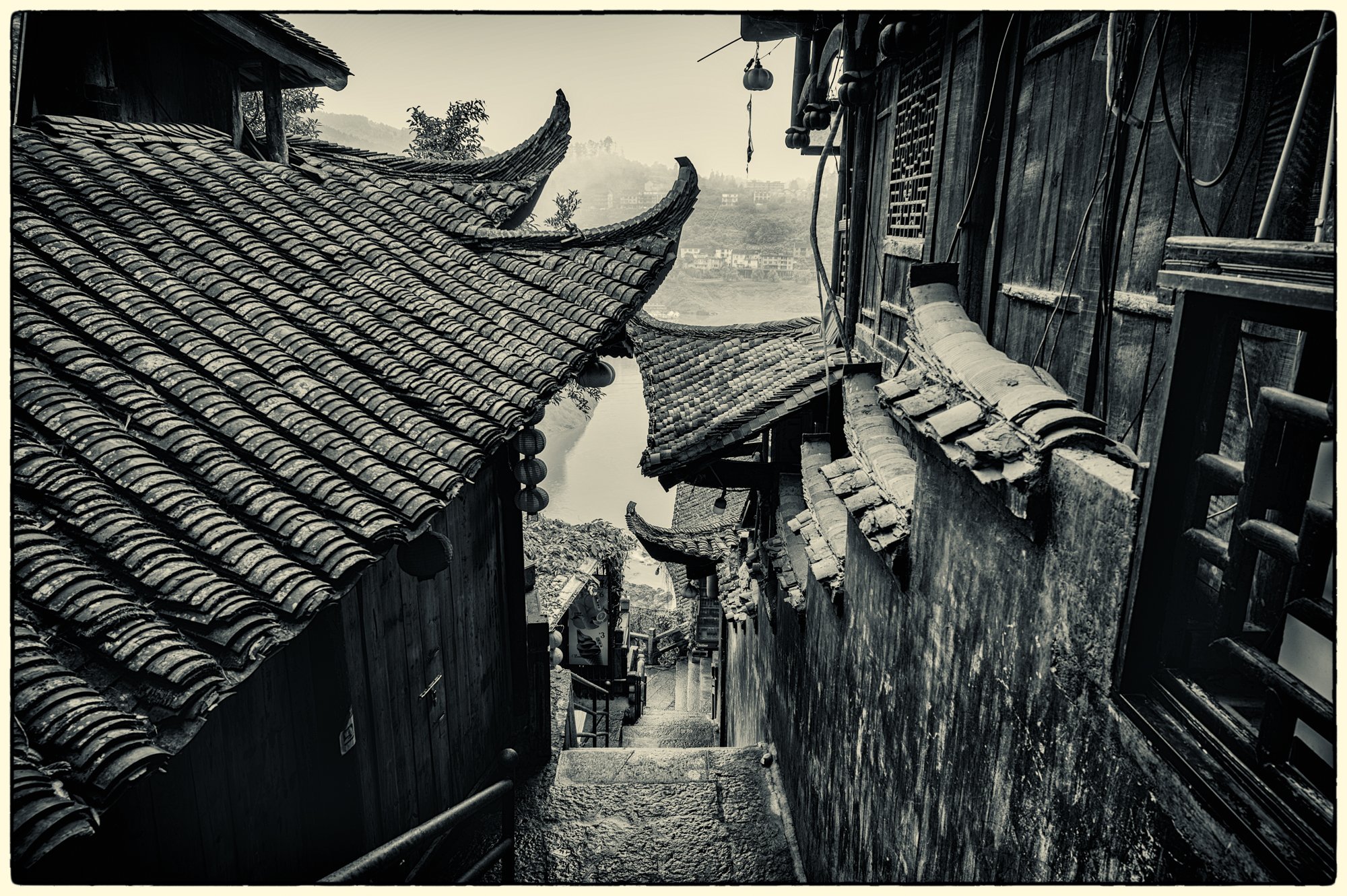 Town streets are quiet in the morning.