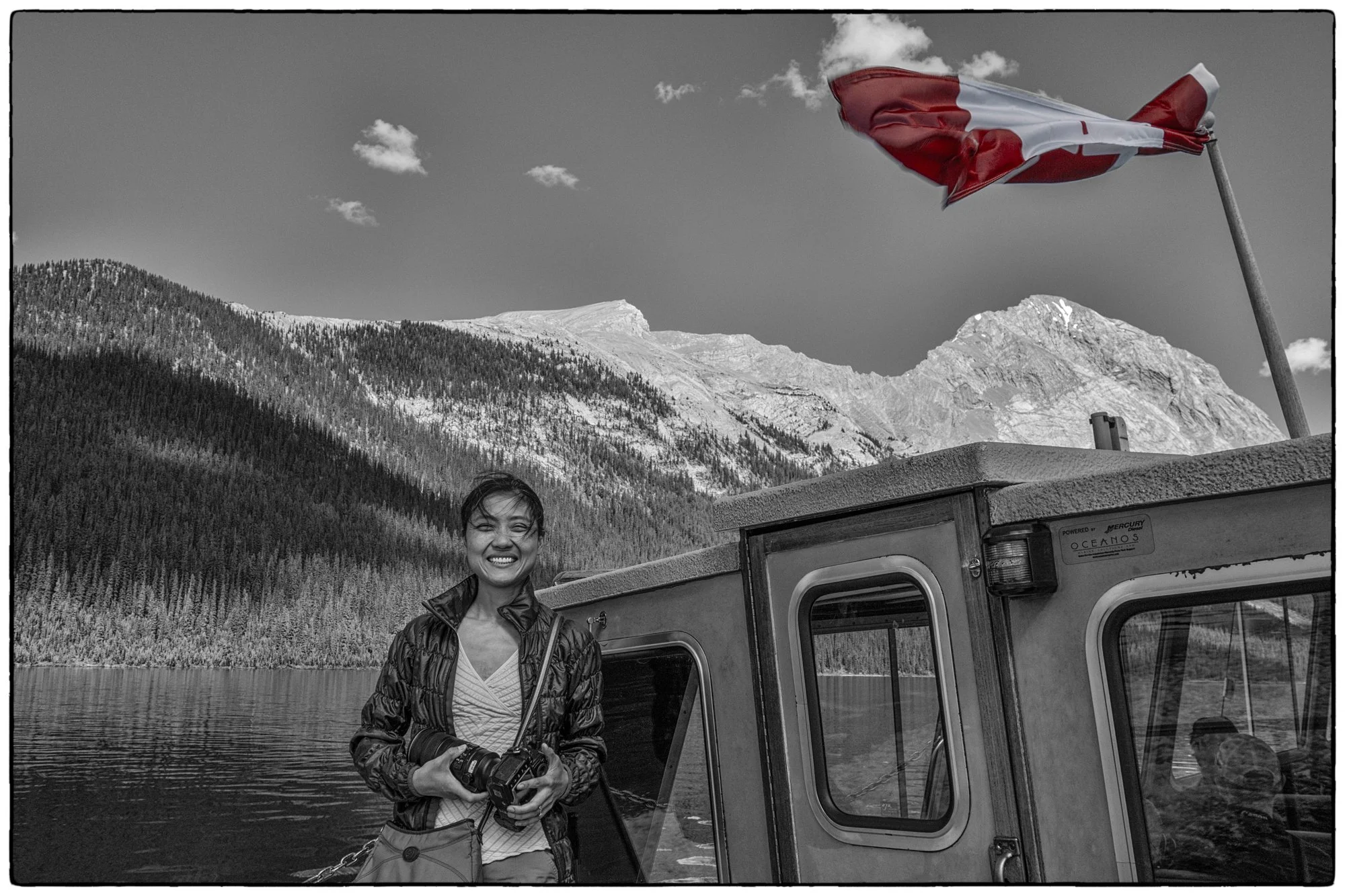 Maligne Lake. on the boat.