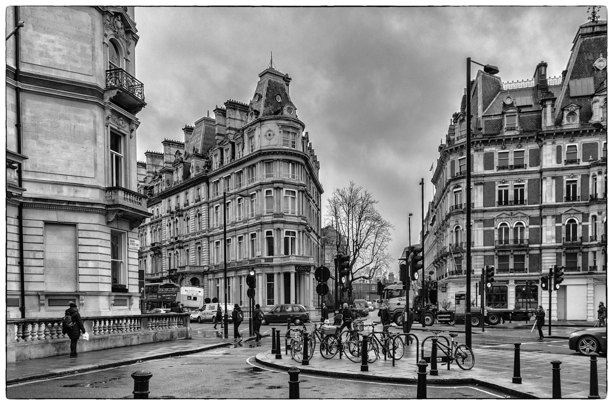 Walking the streets of London.