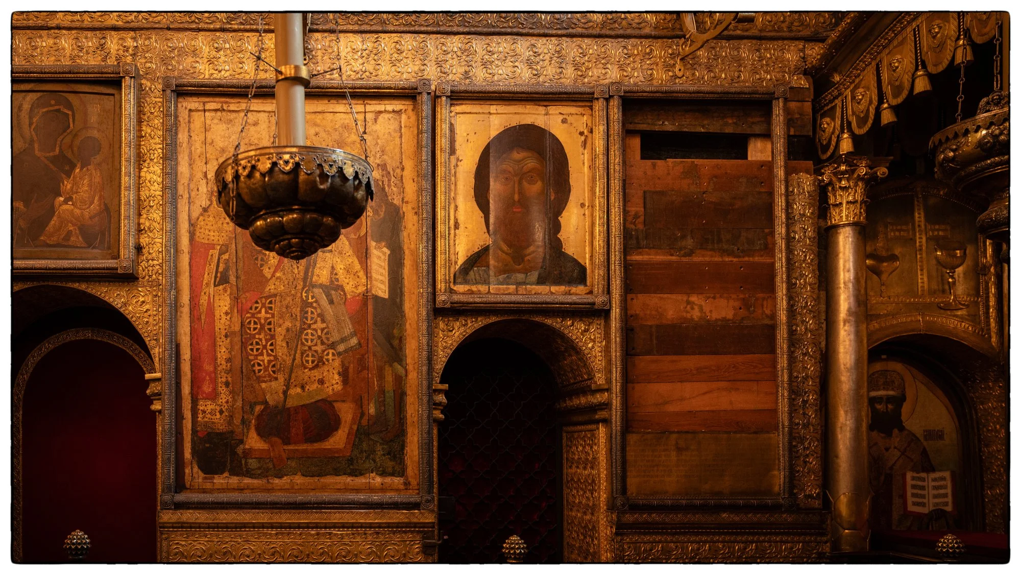 On the Moscow Kremlin grounds. This is taken inside of the Dormition Cathedral