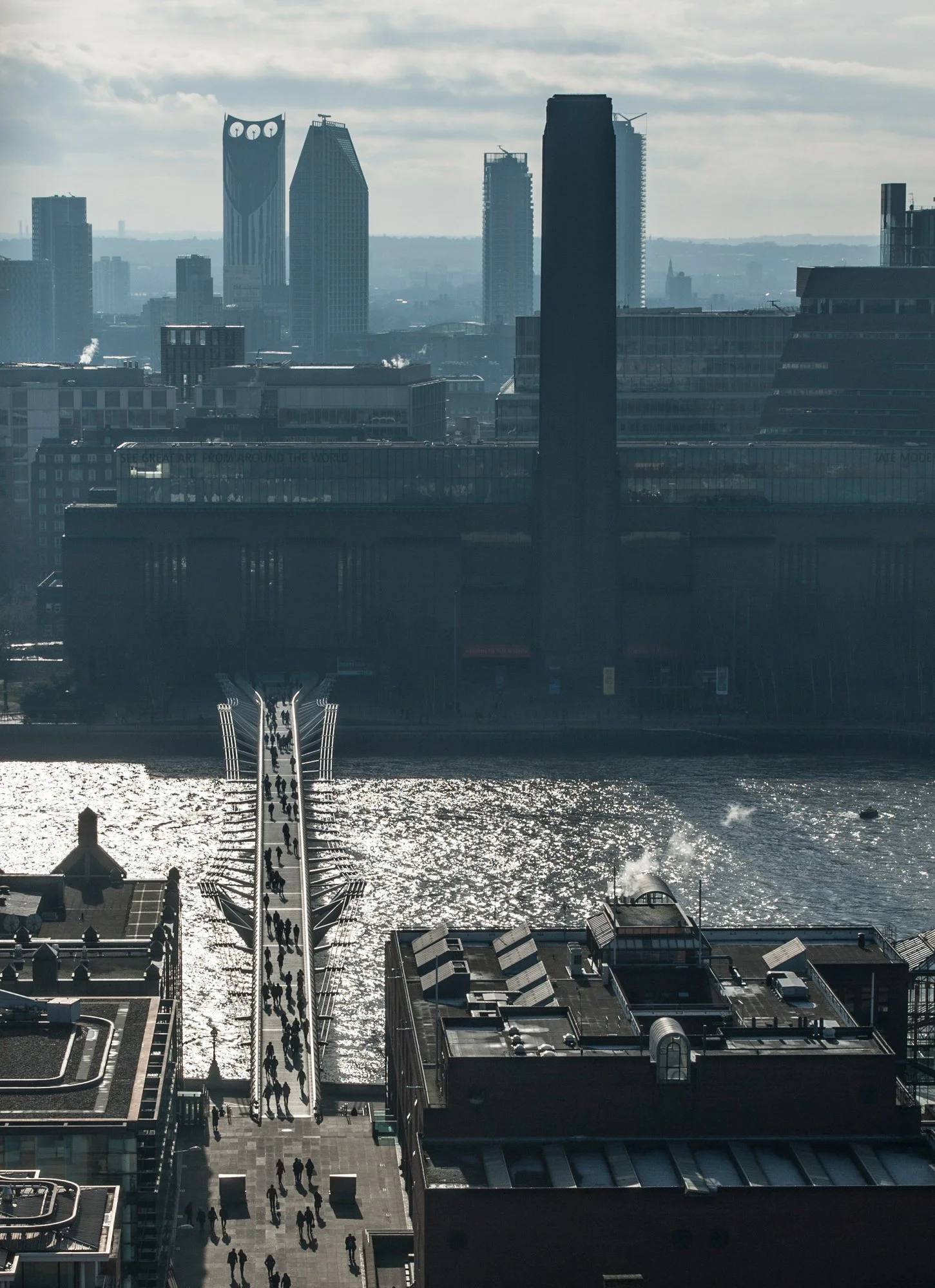 London Millennium Footbridge. View from St. Paul Cathedral.