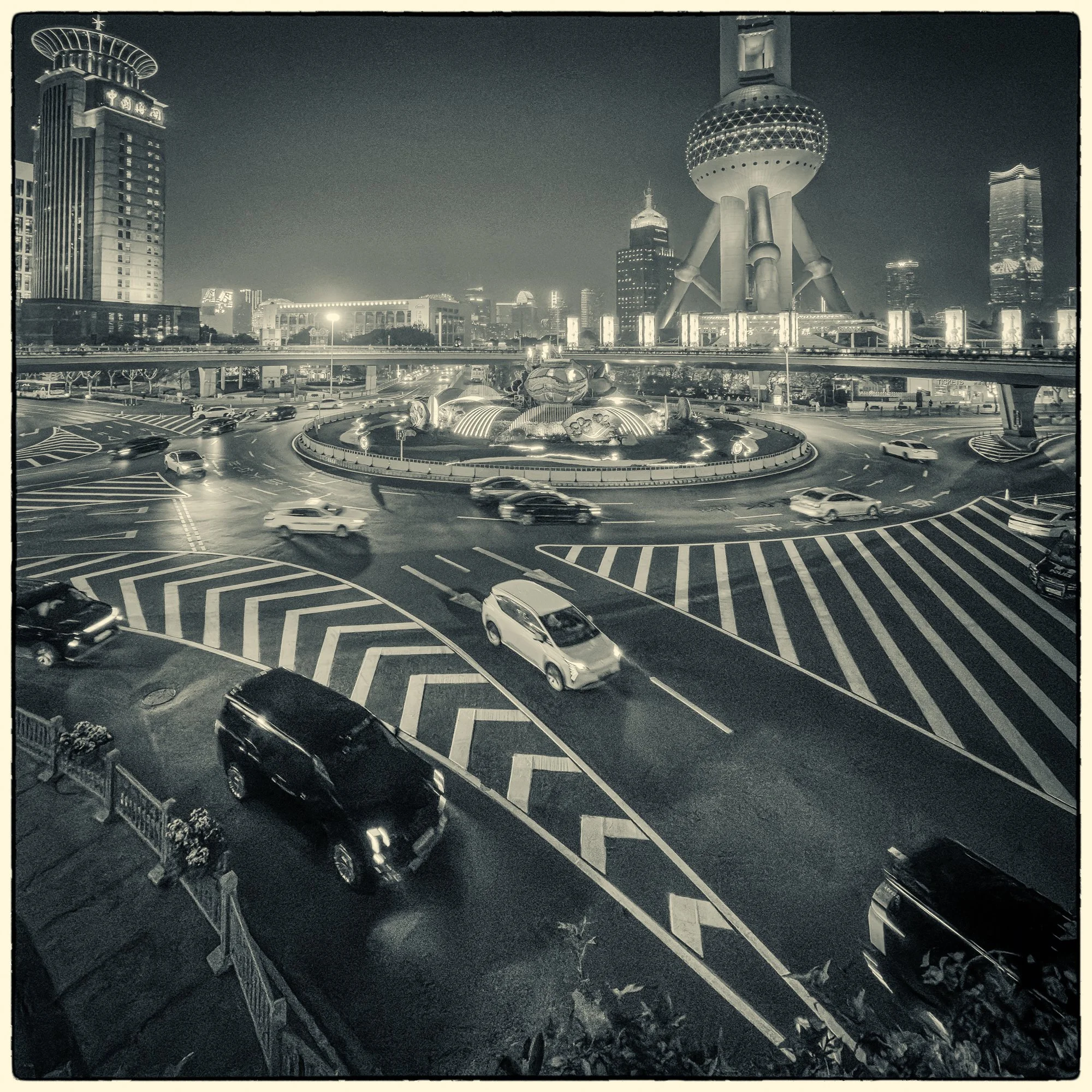 Lujiazui roundabout with a Pearl Tower in the back