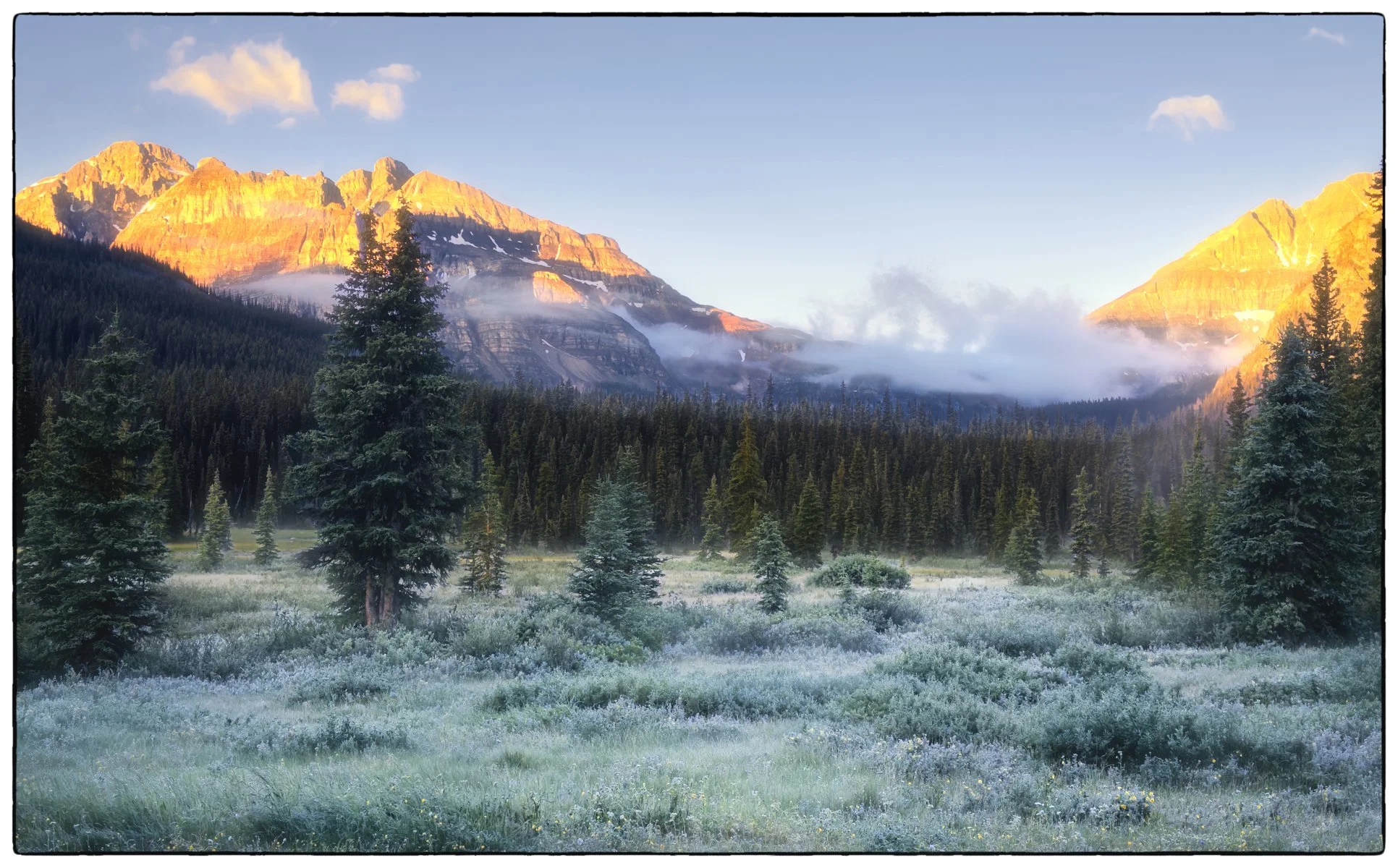 The Shadow Lake Lodge. Early in the morning. Frost in July!