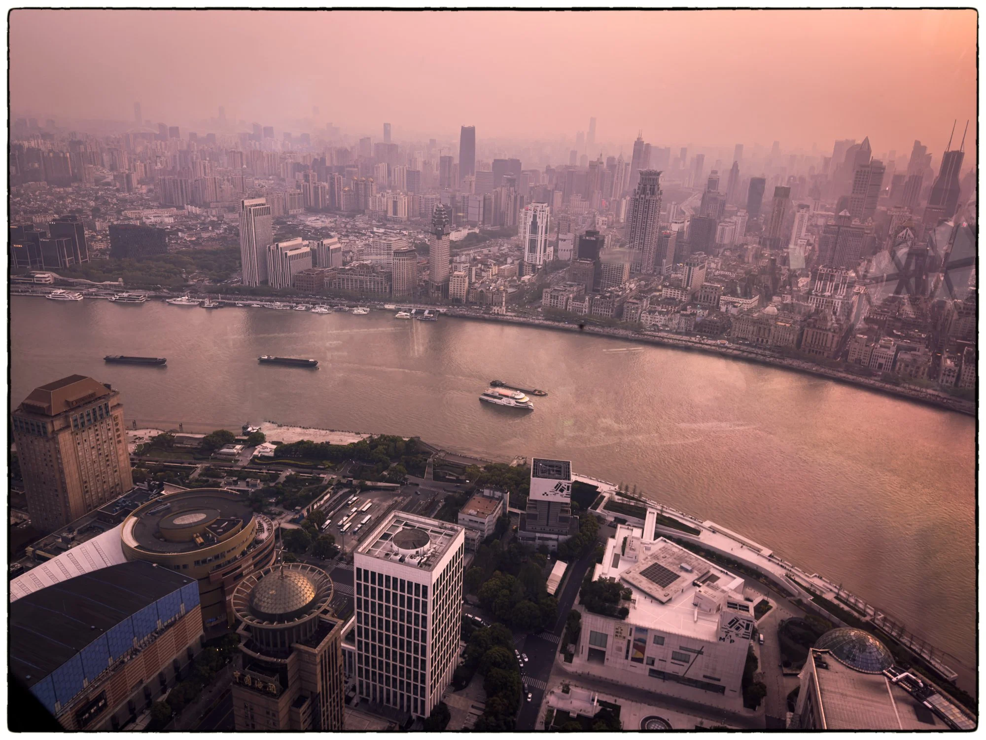 View from the Pearl tower restaurant down on the river.