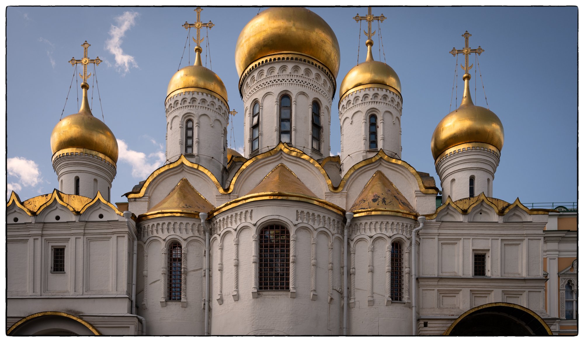 Inside the Moscow Kremlin. The cupolas of the Annunciation Cathedral