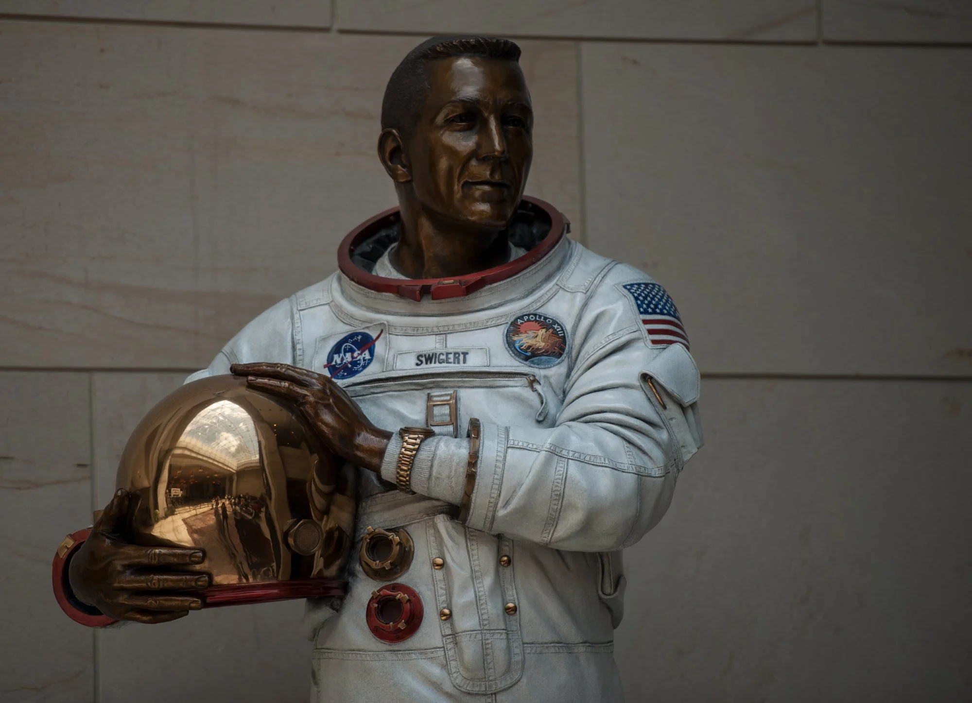 The Astronaut, Jack Swigert (Apollo 13, 1970). Sculptor: George Lundeen from Colorado.