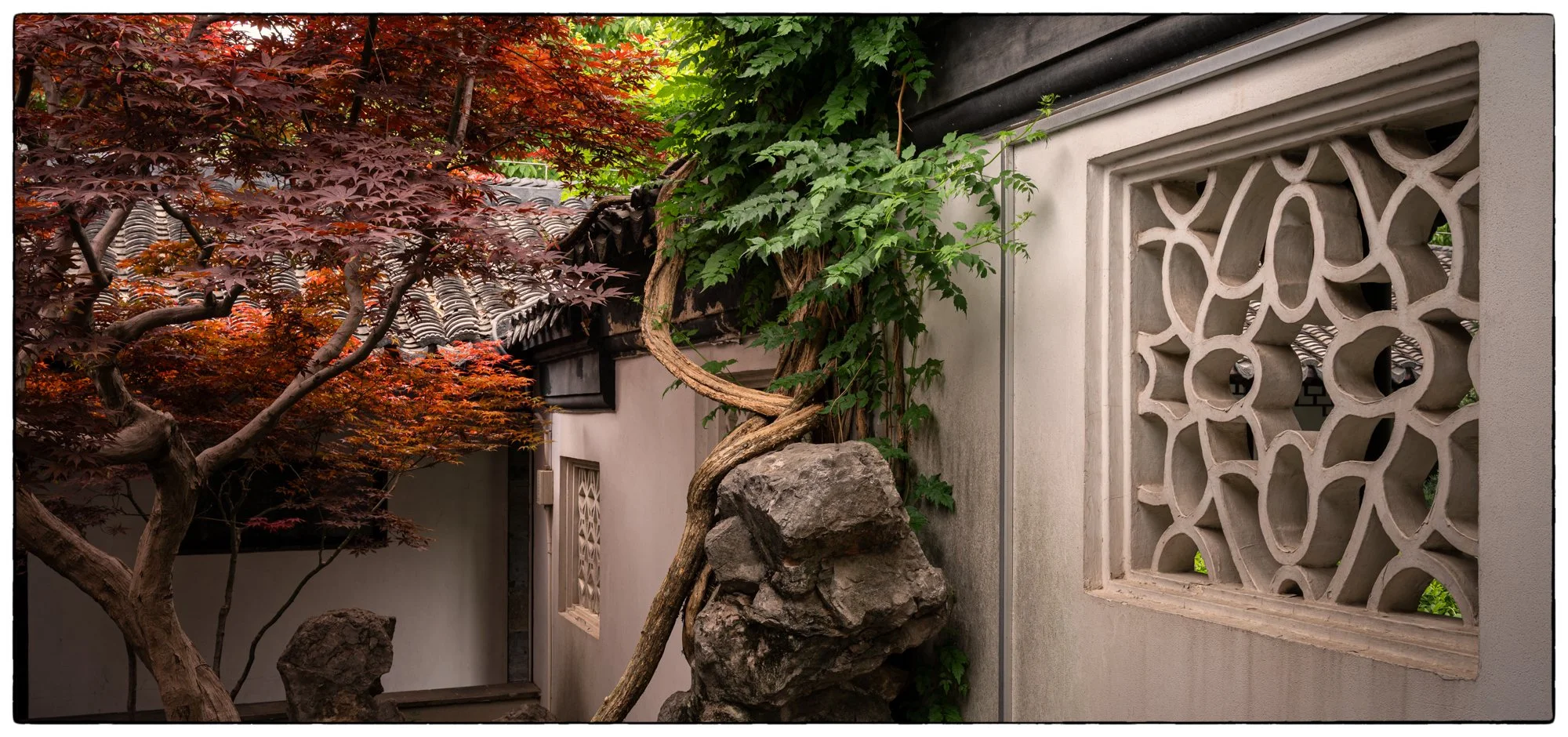 Zhanyuan garden and museum. Every opening in the walls is very ornate and unique.