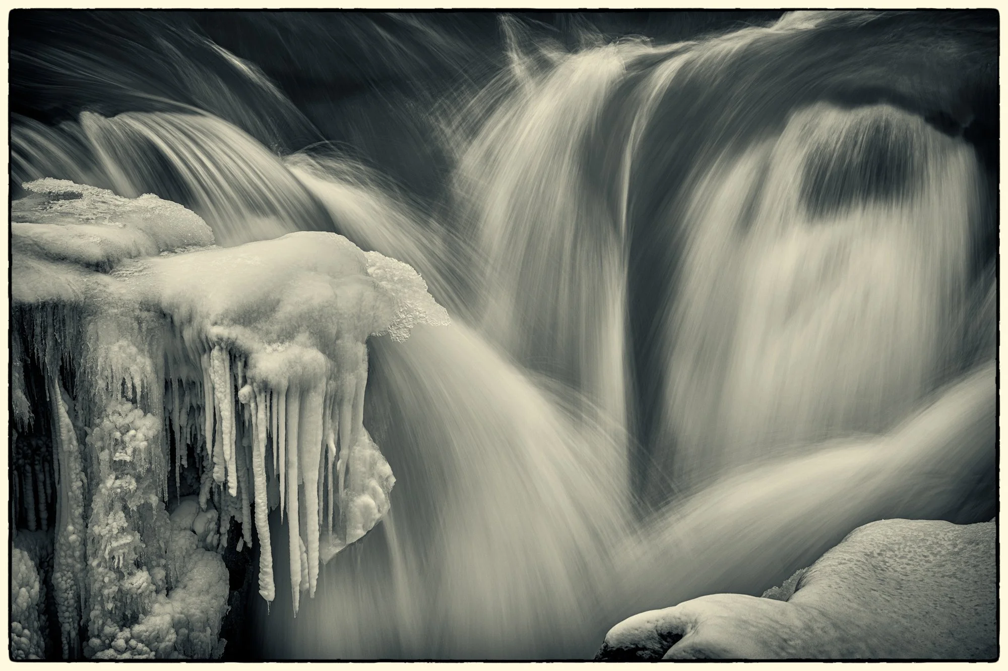 Athabasca Falls. It was grey and overcast. 