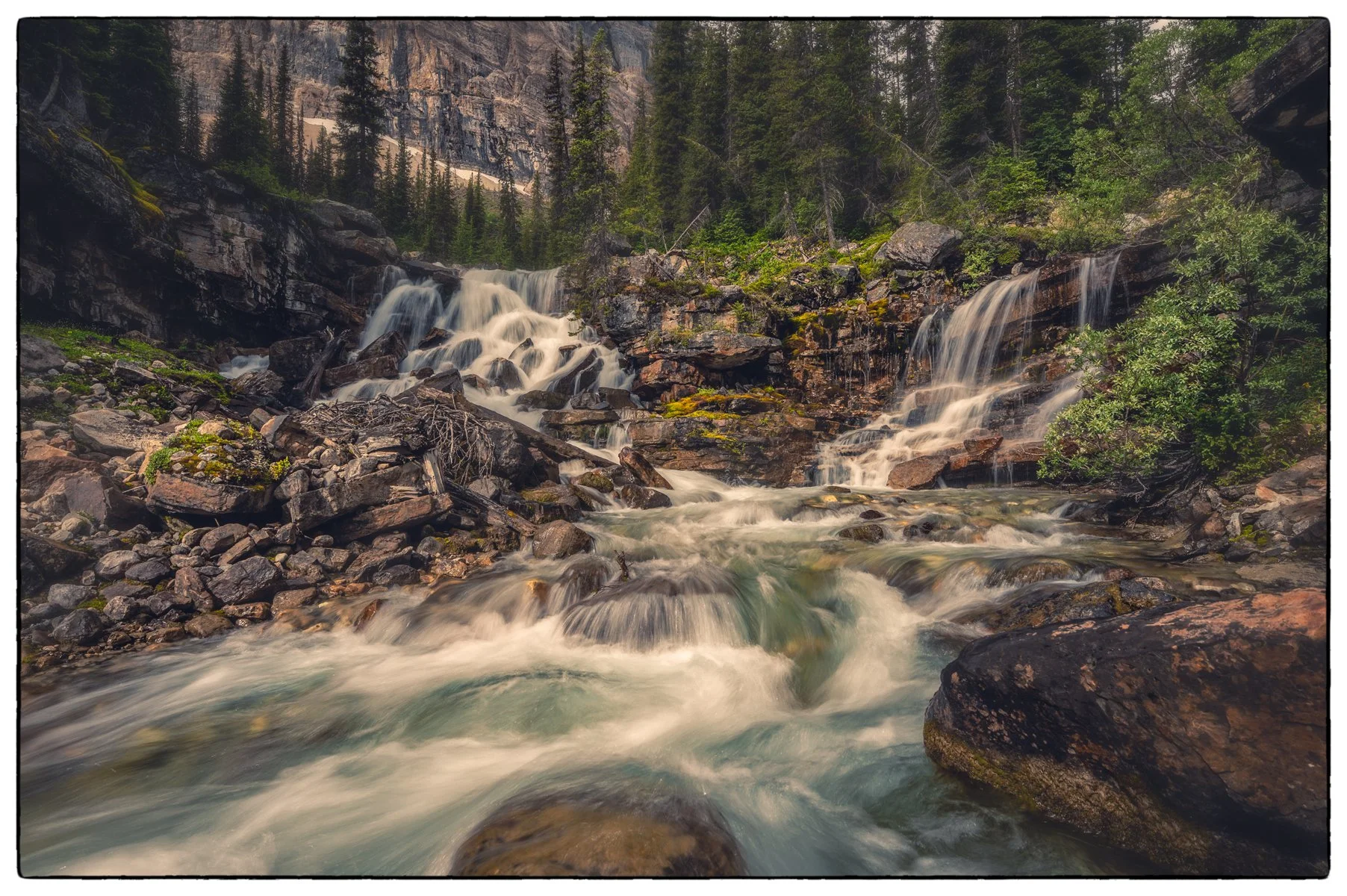 Amphitheatre hike, by the waterfalls.