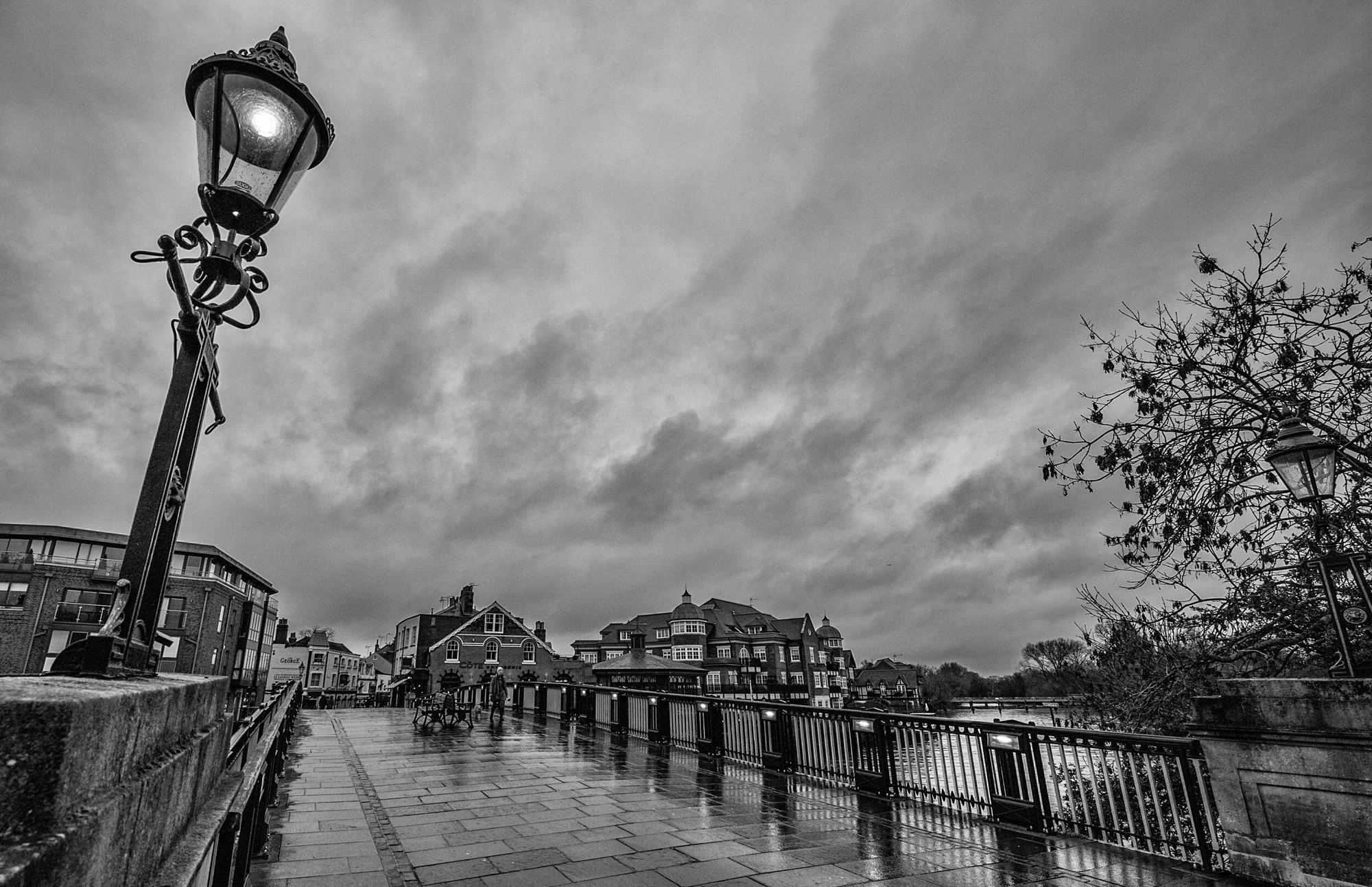 Windsor, walking the streets. Very dark and rainy.
