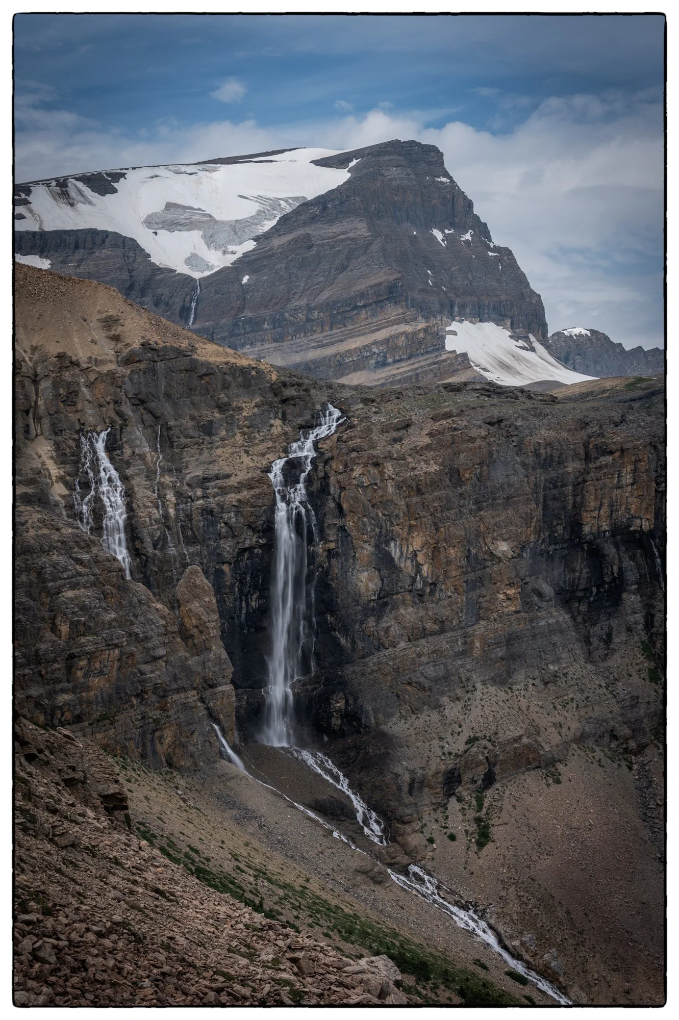 Waterfalls that come from the Caldron Lake as seen from the trail on the Caldron Lake hike.