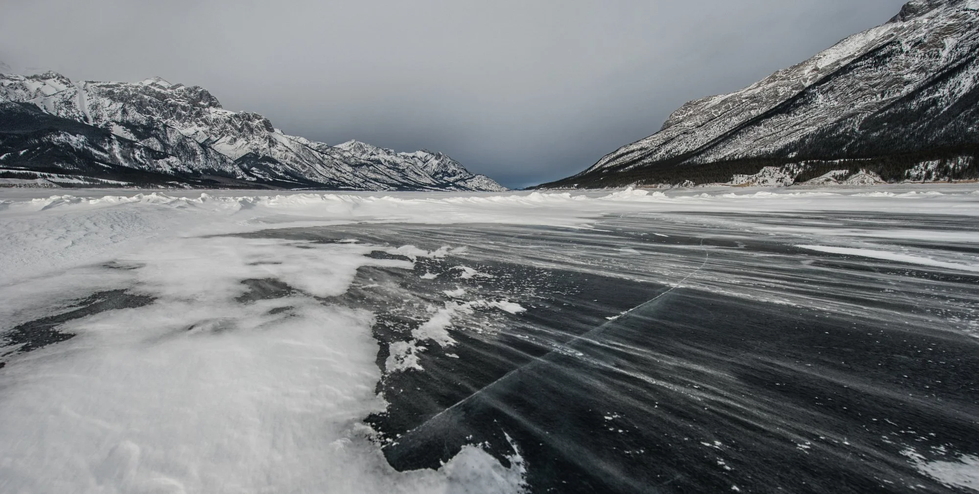 Abraham Lake. The winds are incredibly strong.