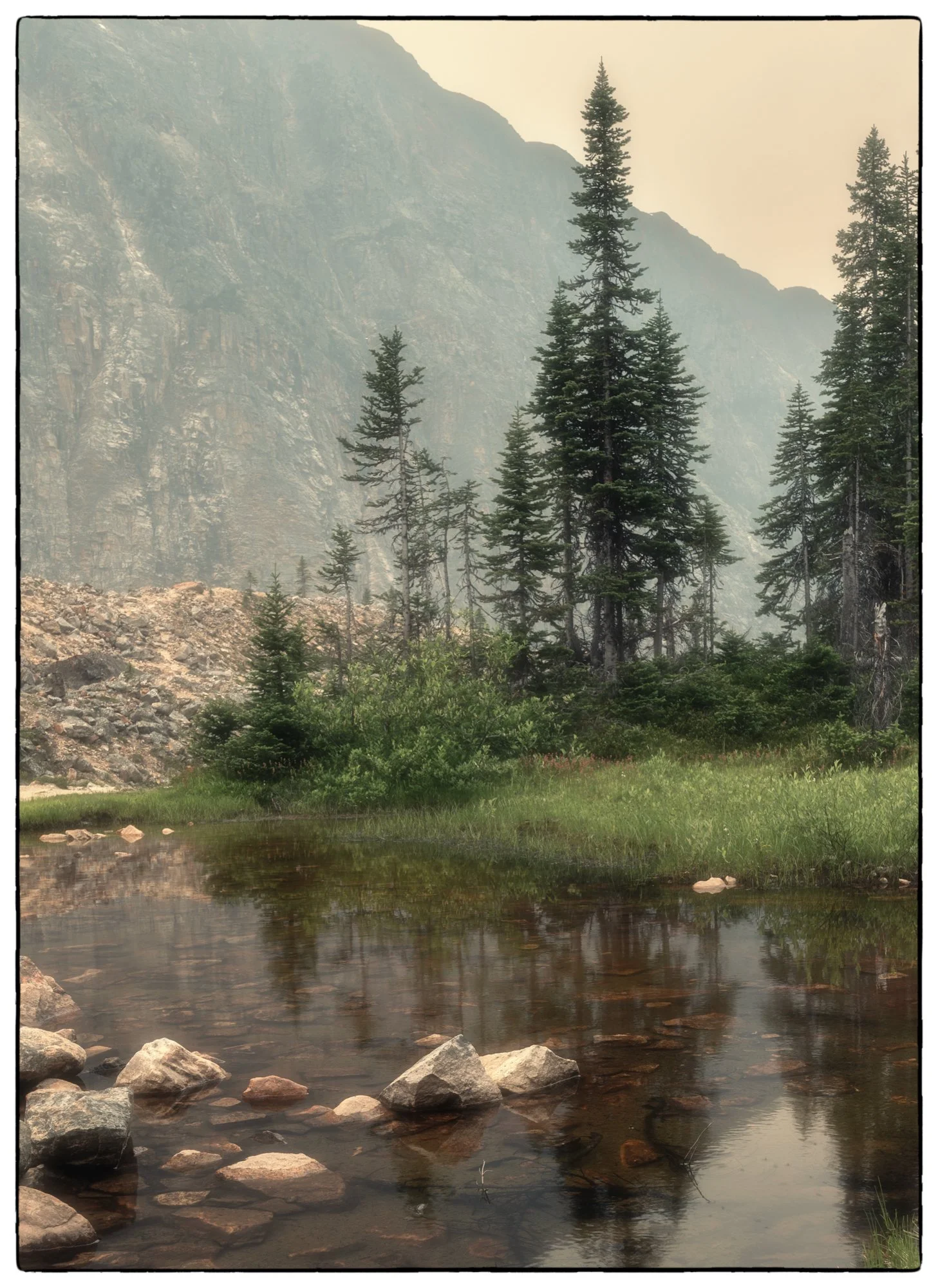 Hike the Edith Cavell meadows. It was quite smoky that day.