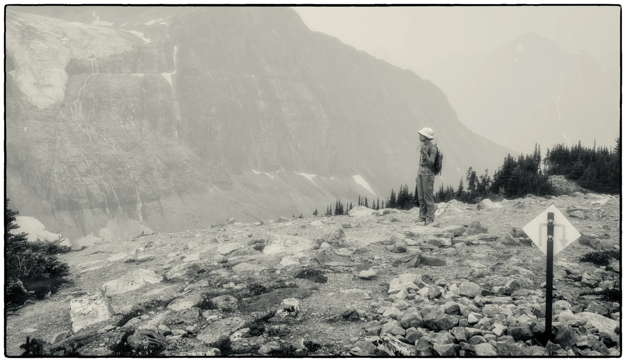 Hike the Edith Cavell meadows. It was quite smoky that day.