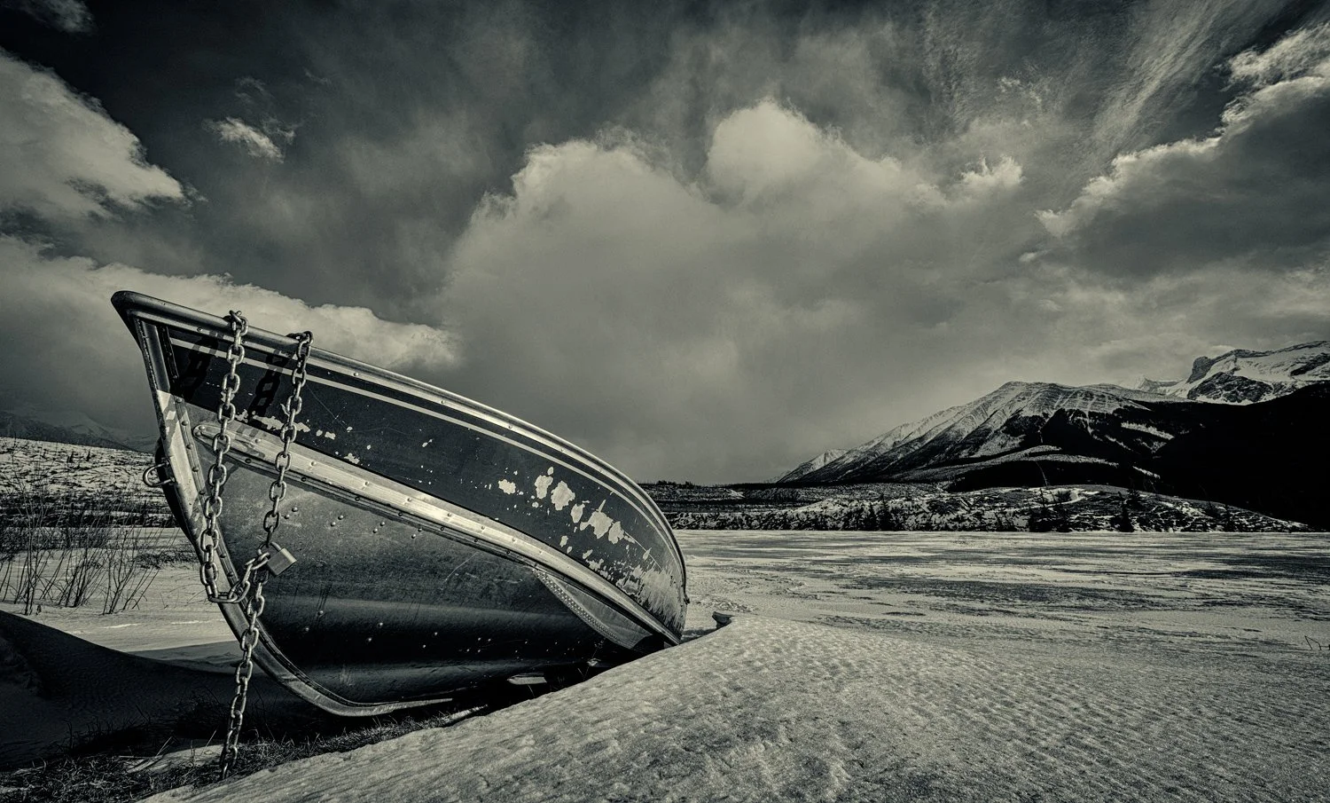 Early spring in Canadian Rockies. The sky was very dramatic.