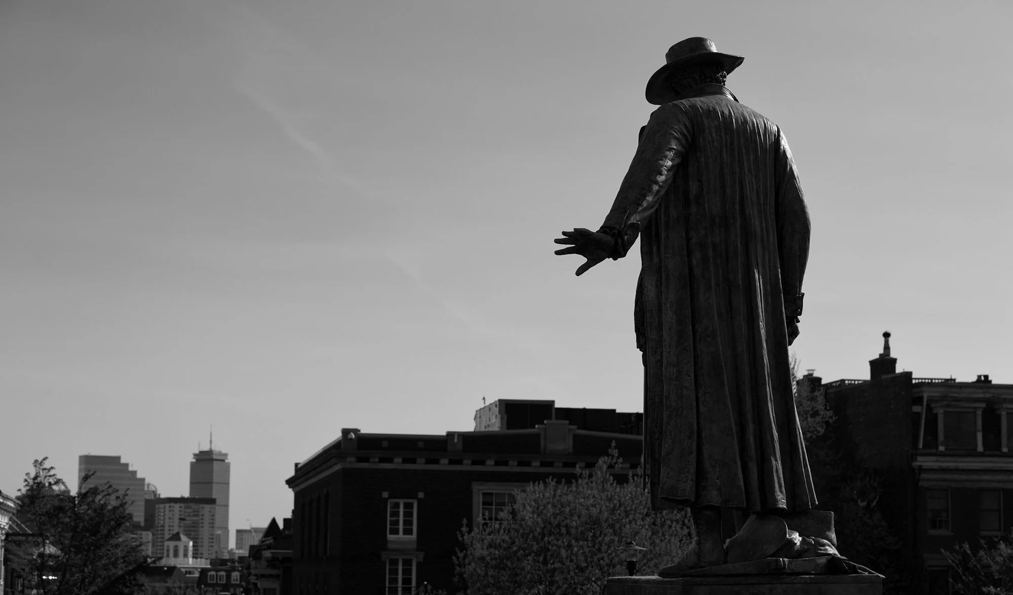 The Bunker Hill Monument, and stature of Colonel William Prescott