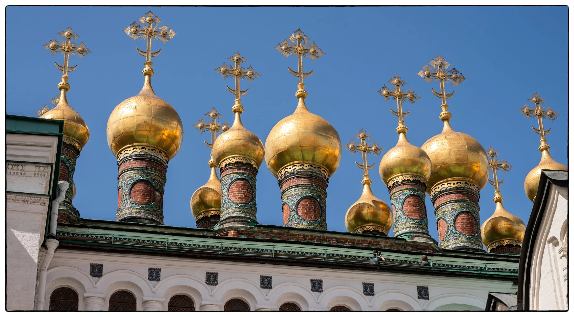 On the Moscow Kremlin grounds. The cupolas of the Upper Savior Sobor 