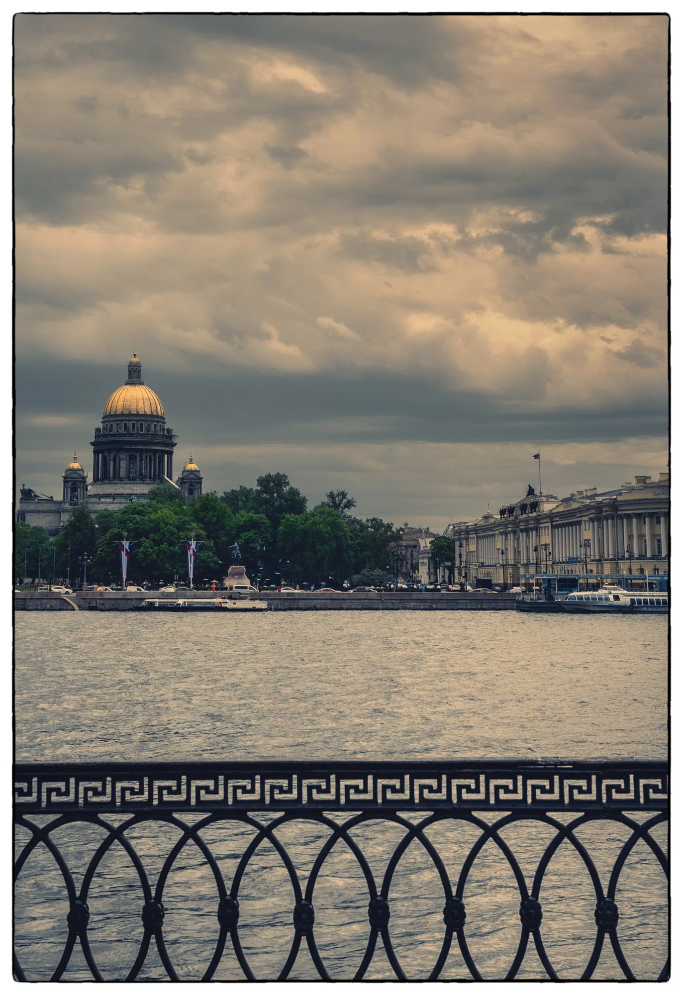 View on the St. Isaac from across the Neva River University embarkment 