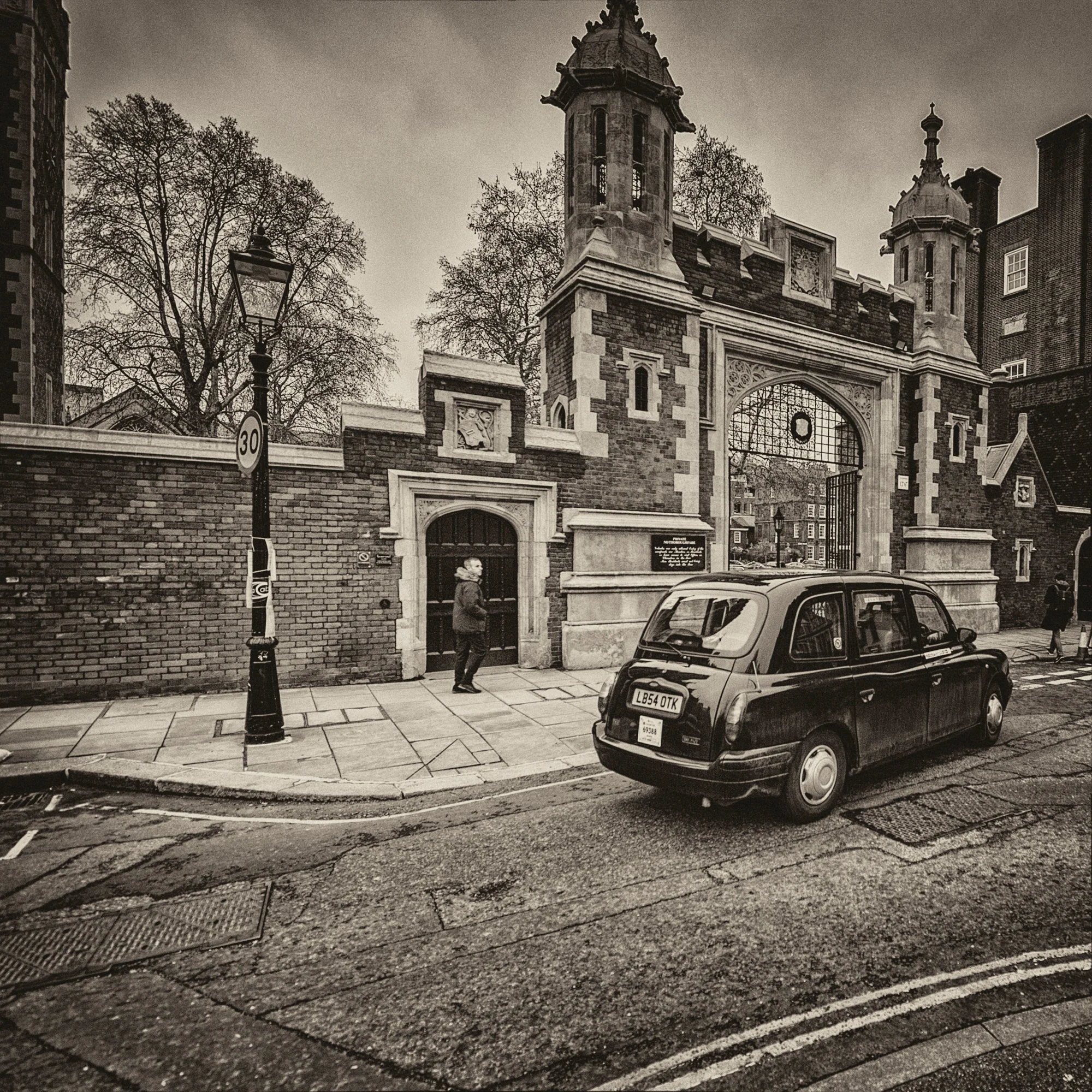 Walking the streets of London.