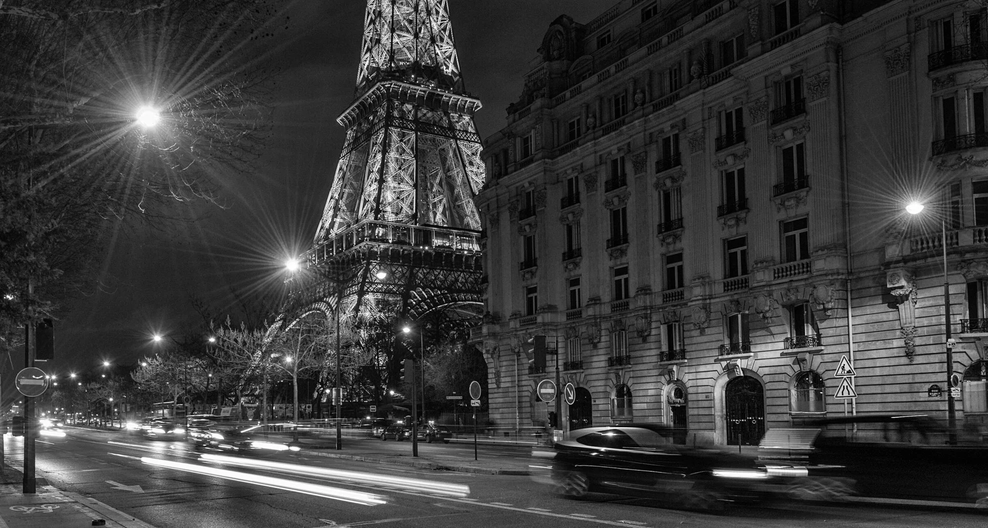 Walking the streets of Paris at night.