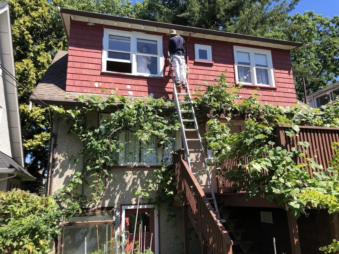 Prep, spot priming and top coating the siding!