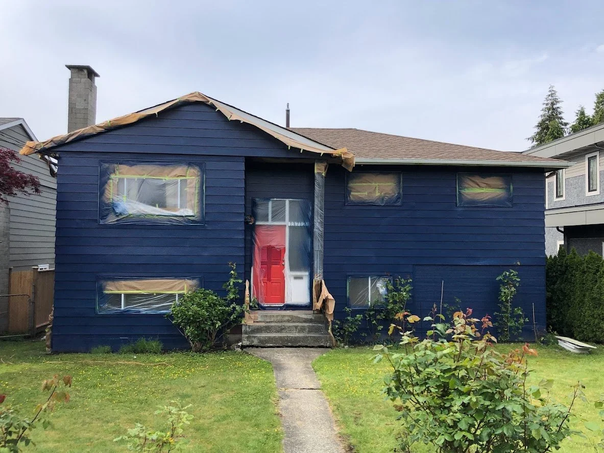 After spraying, before we remove the masking and put the shutters up!