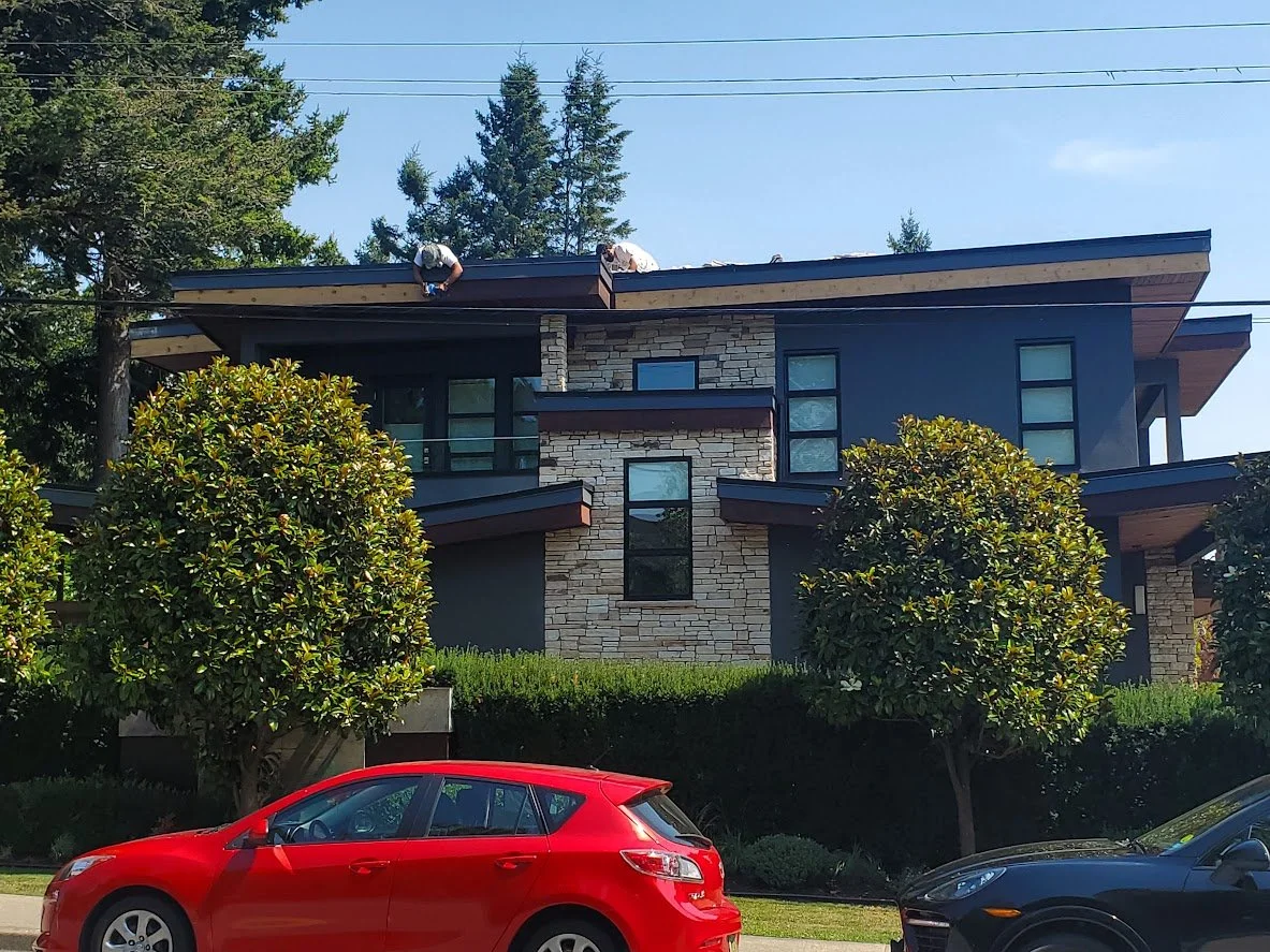 Sanding the wood fascia!