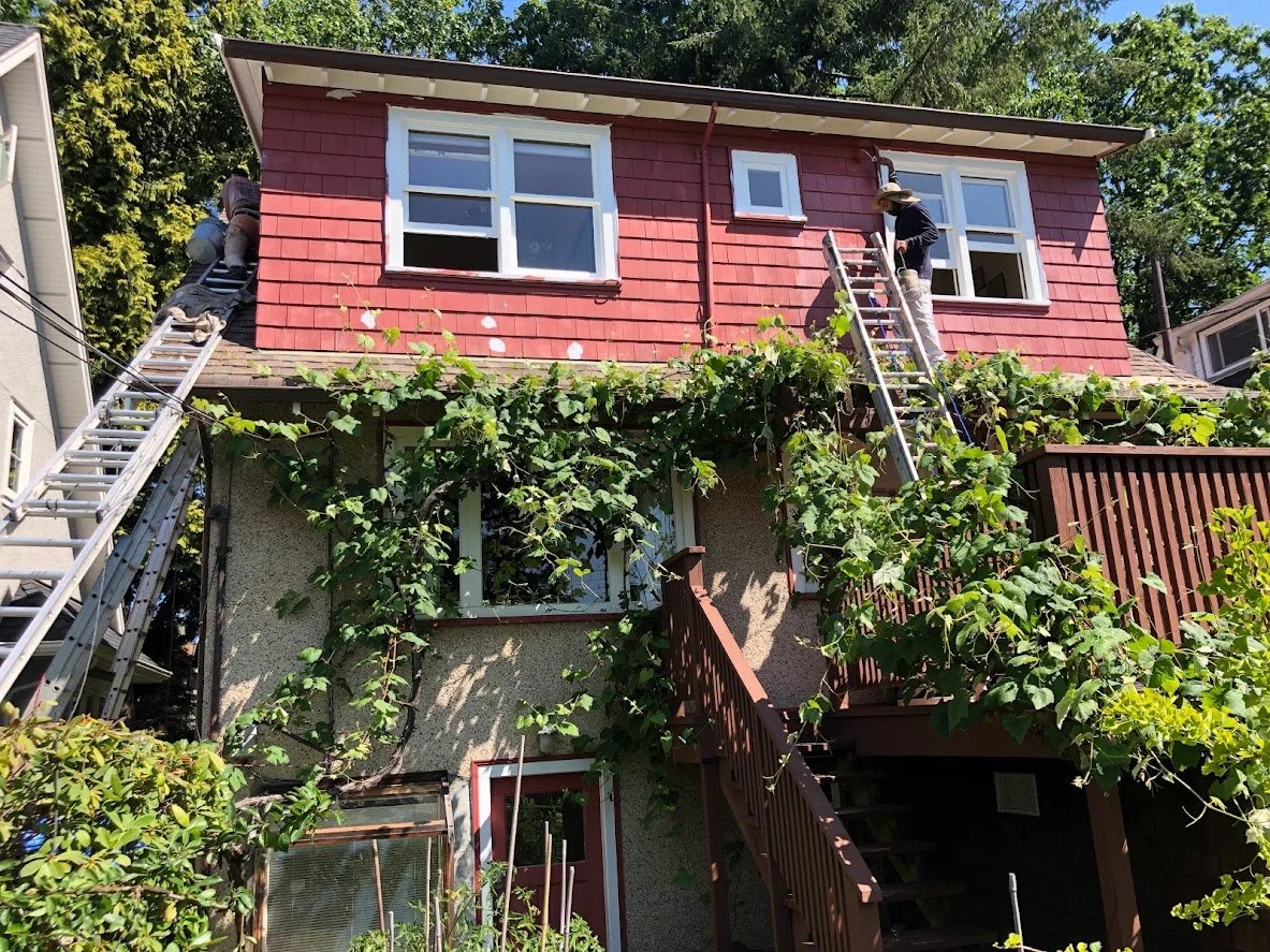 Prep, spot priming and top coating the siding!