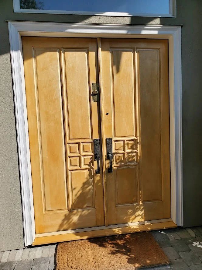 FINISHED! A refinished fresh wood front door!