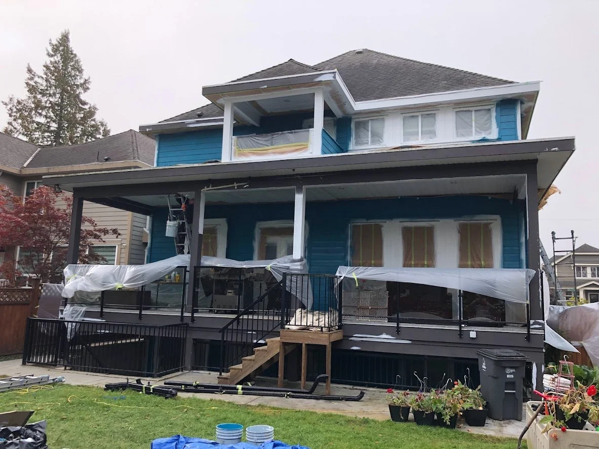 After spraying! Next up: removing the masking the painting the trim!