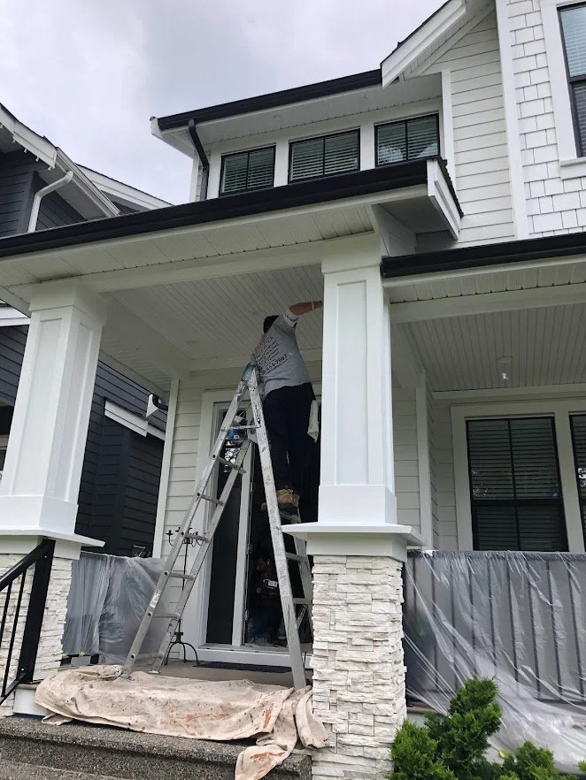 Painting all the trim a fresh new white colour!