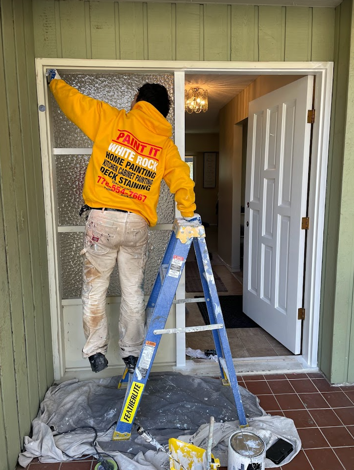 Prepping the door frame before painting!
