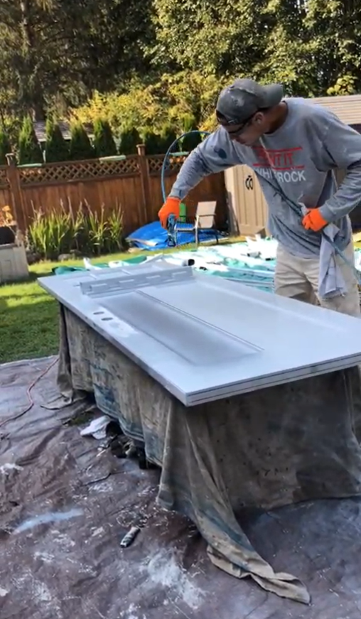 Priming the door with a high end primer to maximize adhesion!