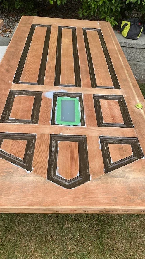 After sanding, after painting the slots brown (as the client requested), before staining!