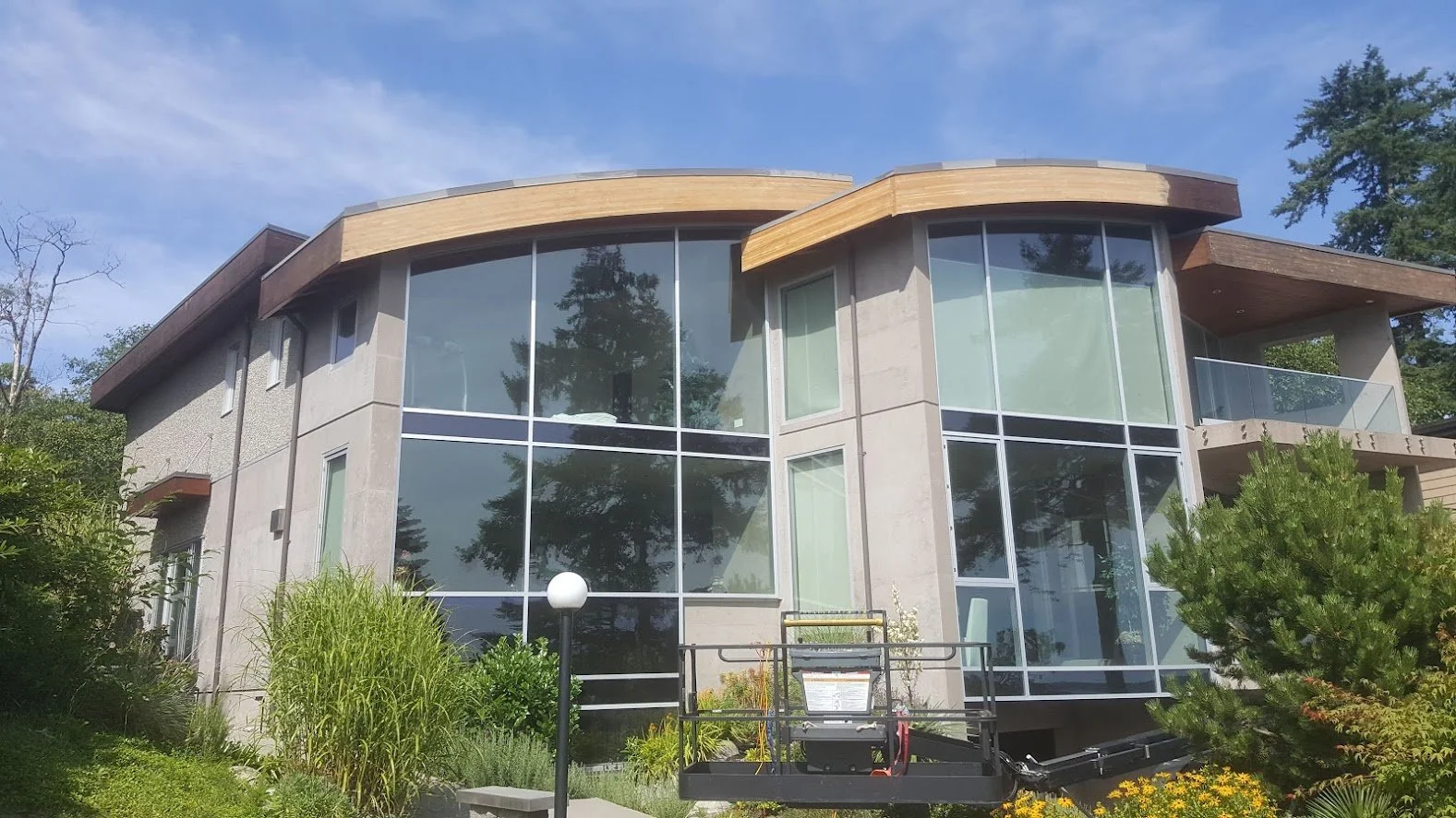 Mid-sand of the soffits. We sanded off the old worn wood before staining it!