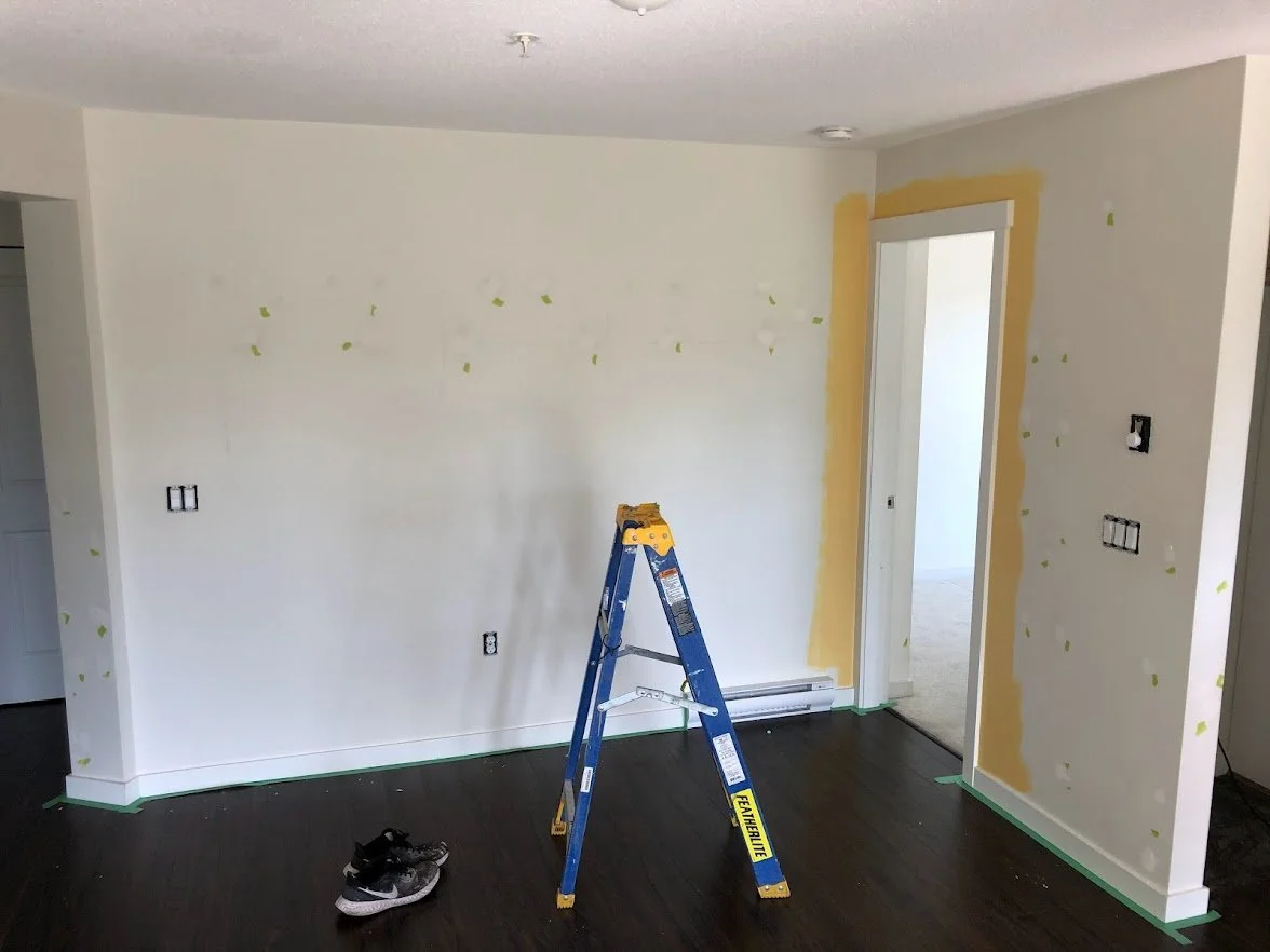 Starting to cut in the wall colour!