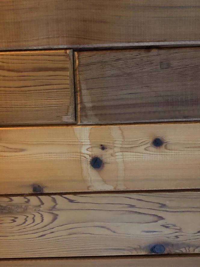 Before ... one of the other reasons the client wanted the ceiling painted is to fix these stain marks that were showing.