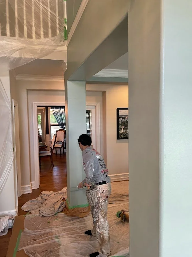 Finishing rolling the walls!