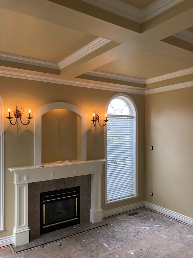 FINISHED!! Look are how beautiful the space looks after painting the crown and walls! They were going to put flooring in next.