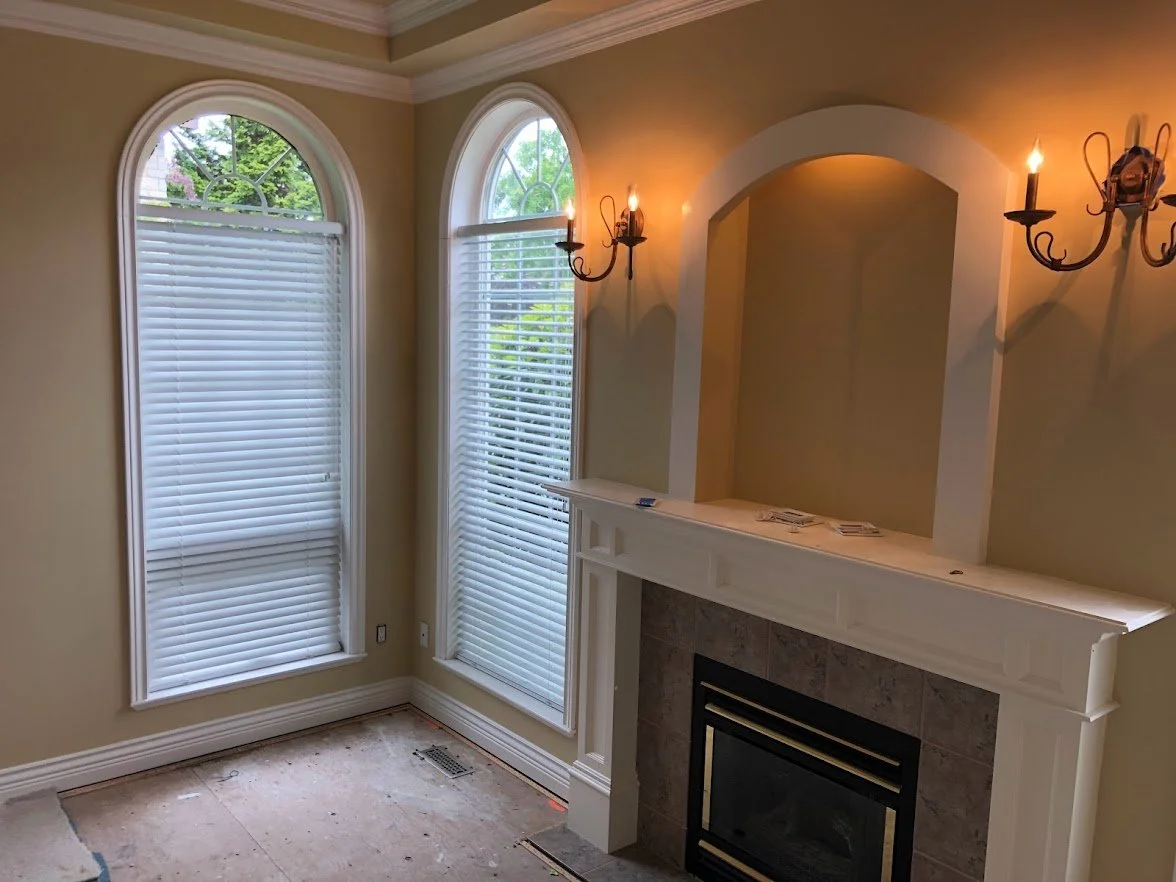FINISHED!! Look are how beautiful the space looks after painting the crown and walls! They were going to put flooring in next.
