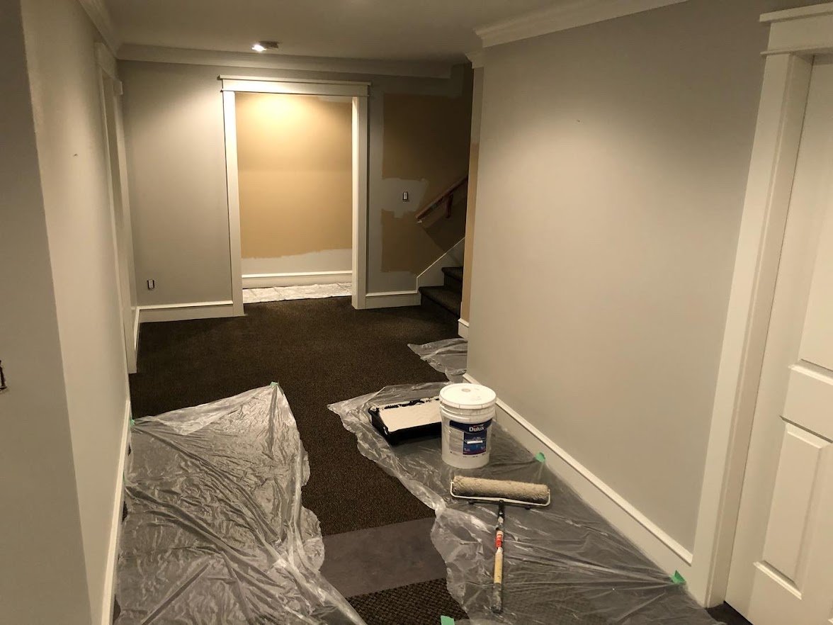 Almost finished rolling out the first coat on this new grey colour!