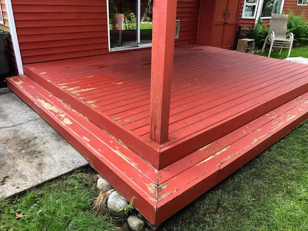 After pressure washing, before staining!
