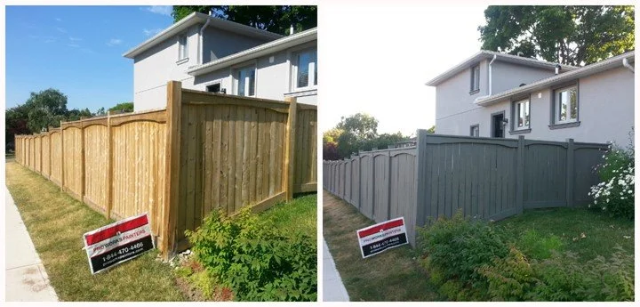 *Pro Works Painters was the name of Michael Holley's business in Toronto before he moved out to Vancouver and changed the name to Paint It White Rock!

Before and after of this fence! Solid hide stain