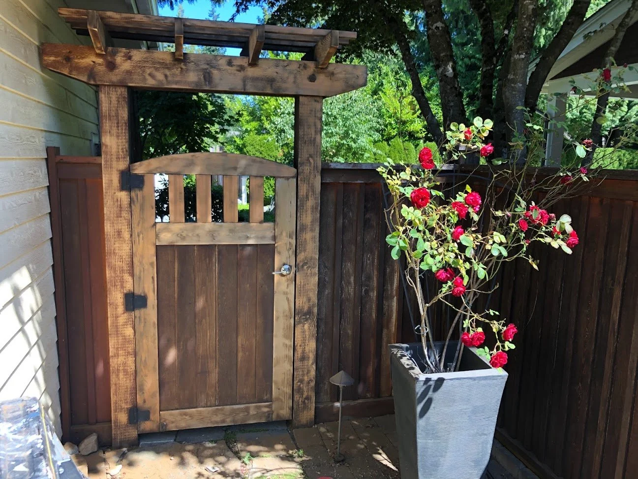 After pressure washing, after sanding, starting to stain!