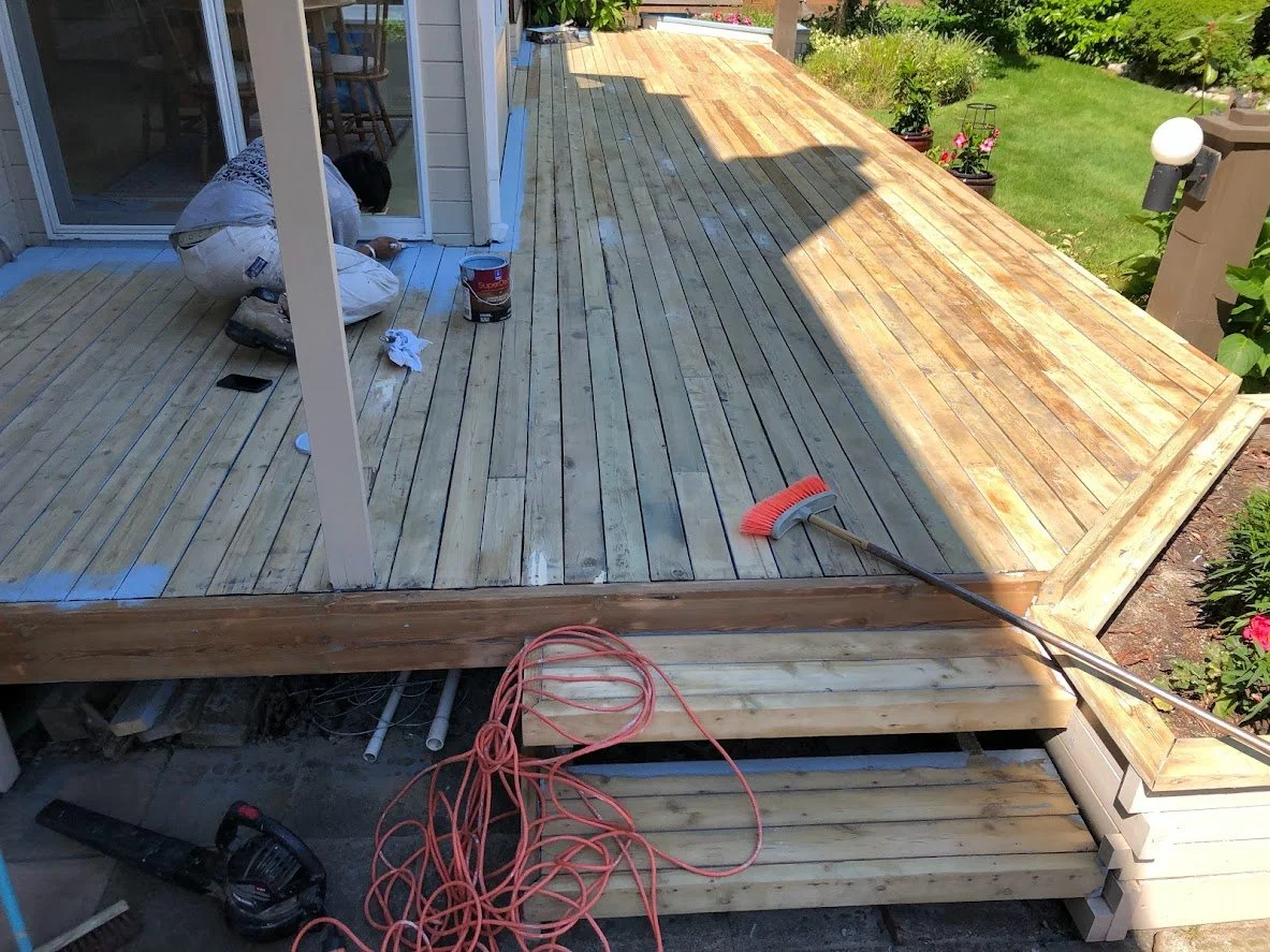 After sanding, starting to stain!