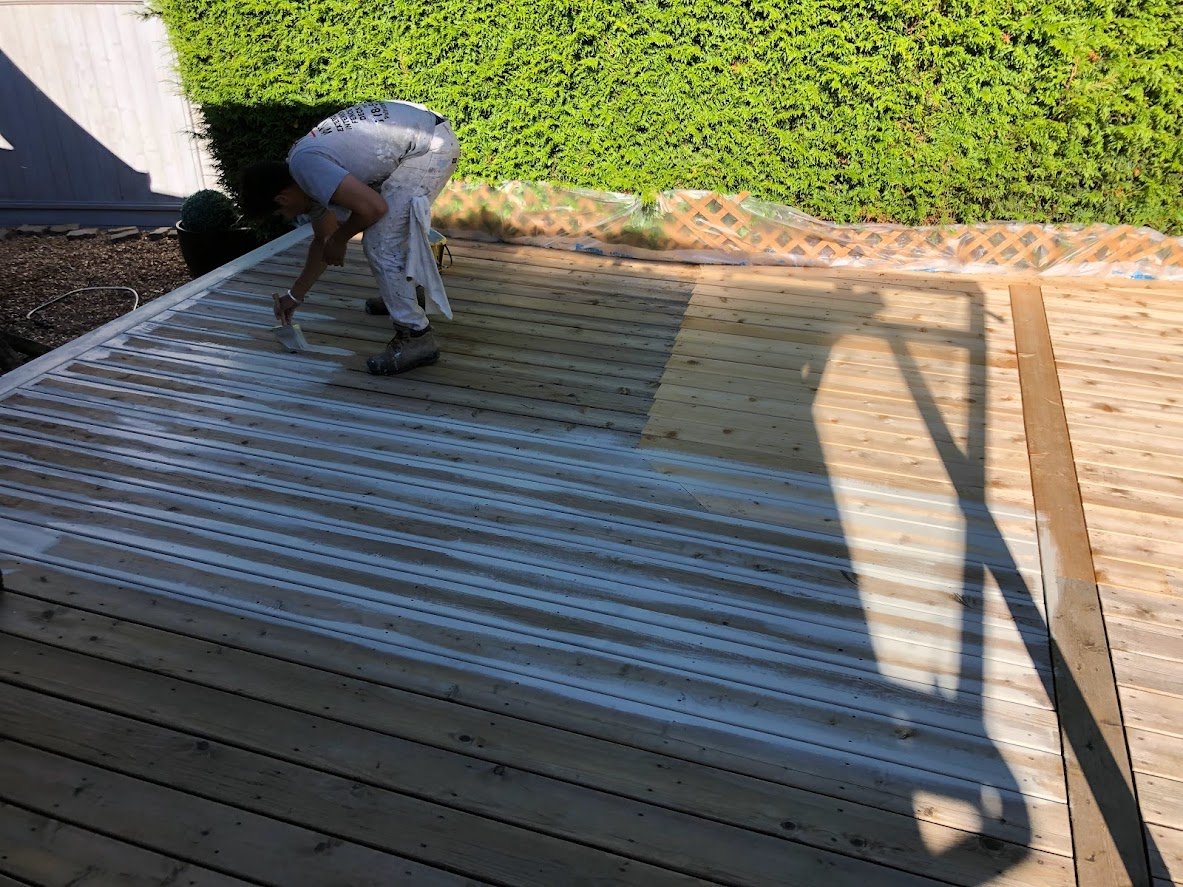 Staining the cracks first!