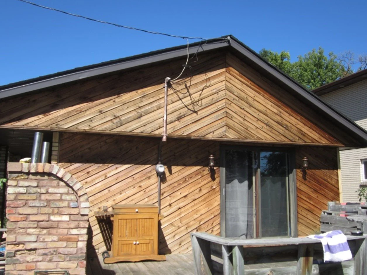 Before staining, after wood brightening! See how much brighter the wood looks!