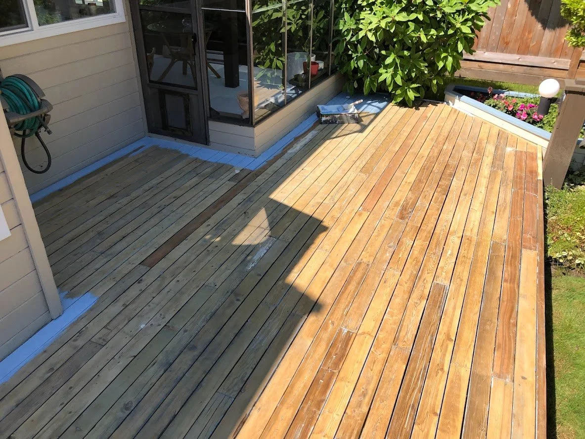 After sanding, starting to stain!
