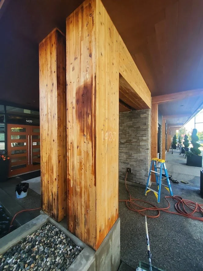 After the stripping process to remove the previous varnish coat.
